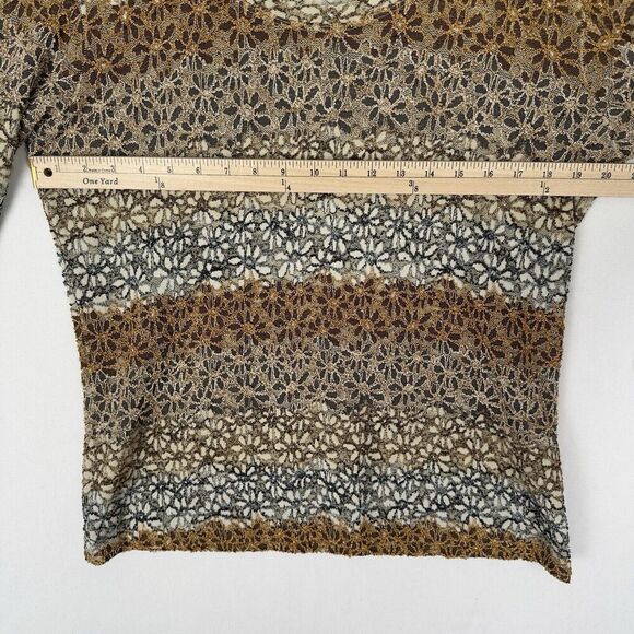 Vtg Chicos Design Top Womens 3 Beige Neutral Earth Tone Daisy Texture Artsy Boho - Picture 15 of 16